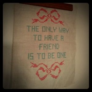 Vintage cross stitch wall hanging